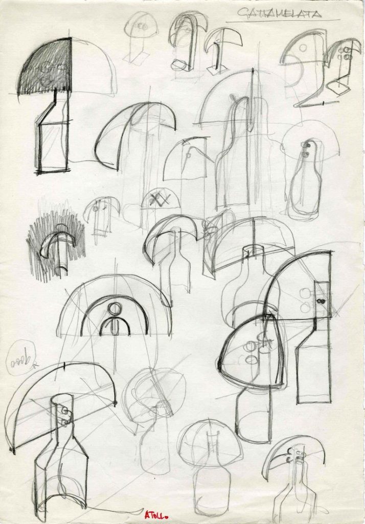 vico magistretti disegno della famosa lampada Atollo di Luce